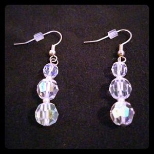 Clear crystal beaded handmade earrings!
